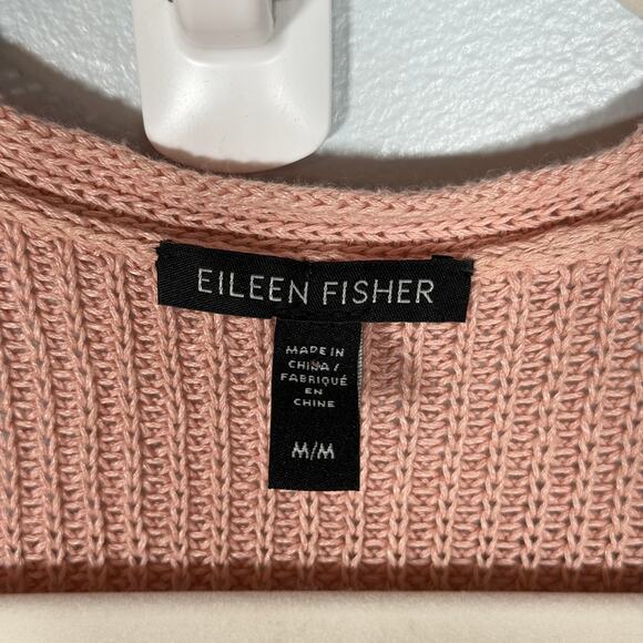Eileen Fisher Organic Linen Cotton V-Neck Tunic Sweater M Soft Blush Pink - Picture 3 of 7